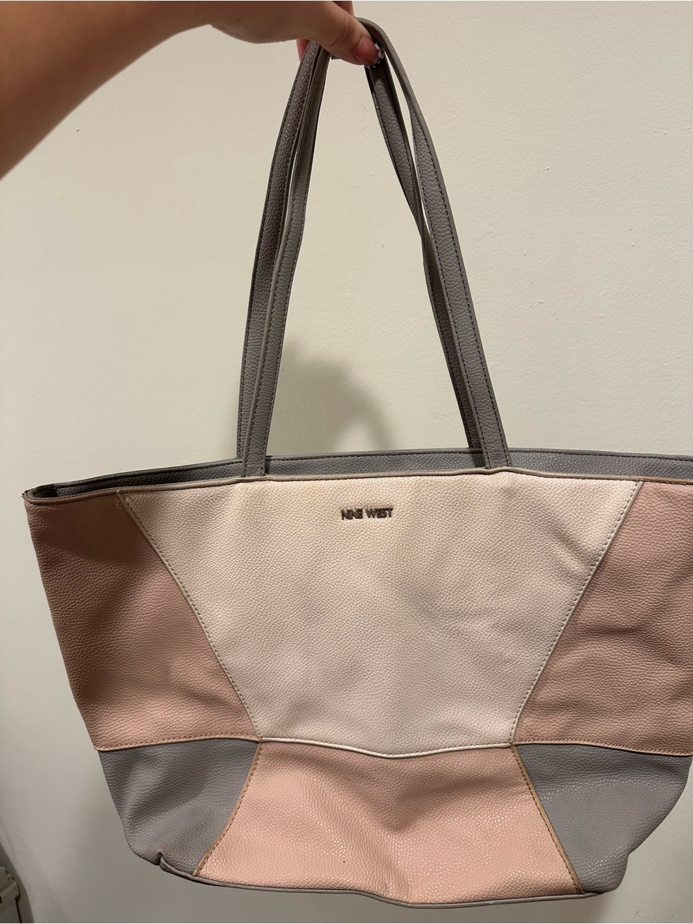 Nine West Pink and Gray Panel Tote